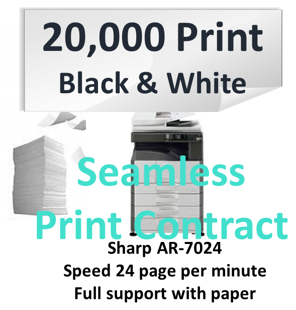 Seamless Print Package 20,000 Print - 2 year contract - Black & White sharp multi-function copier 24 page per minute